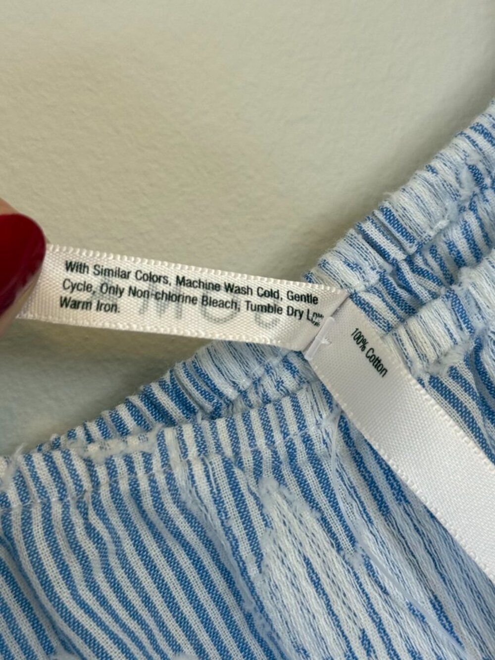 Soma Cotton Striped Floral Jacquard Pajama Cami Small Blue White New With Tags - Picture 10 of 15